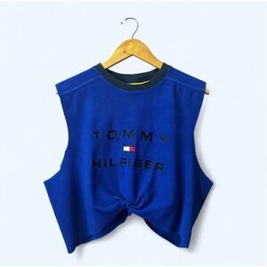 Tommy Hilfiger Women’s XL Handmade Cut Blue Cropped Tank Top